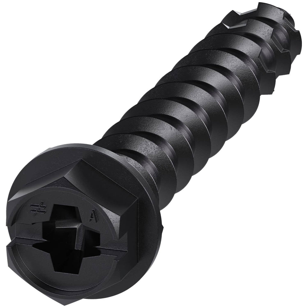 Simpson Strong-Tie TNTBL25134H Titen Turbo, 1/4-in. x 1-3/4-in. Hex-Head Concrete and Masonry Screw, Black, 100-Pack