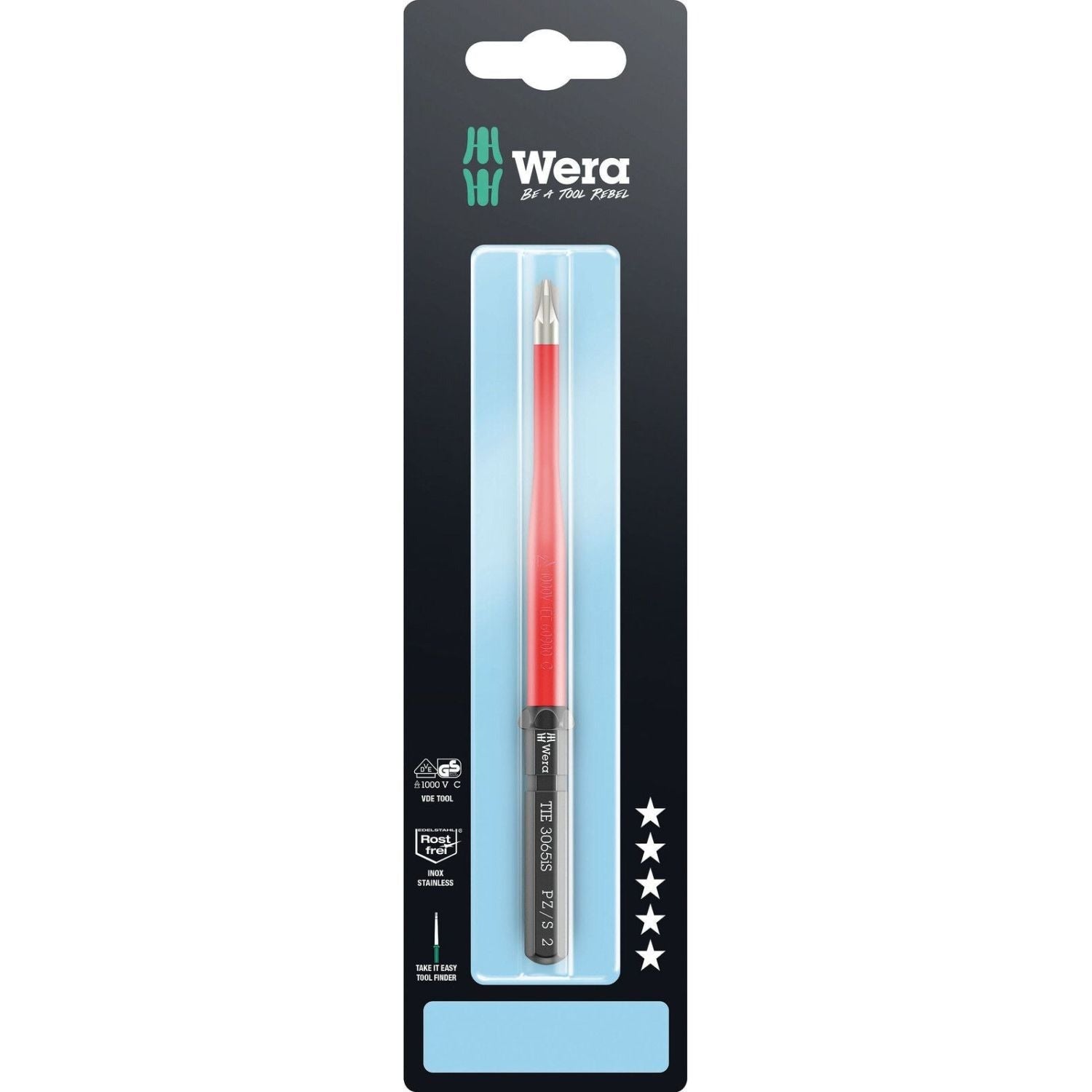 Wera Kraftform Kompakt VDE 3065 Is Pz/S Take It Easy SB, Stainless Steel, # 2x157-mm.