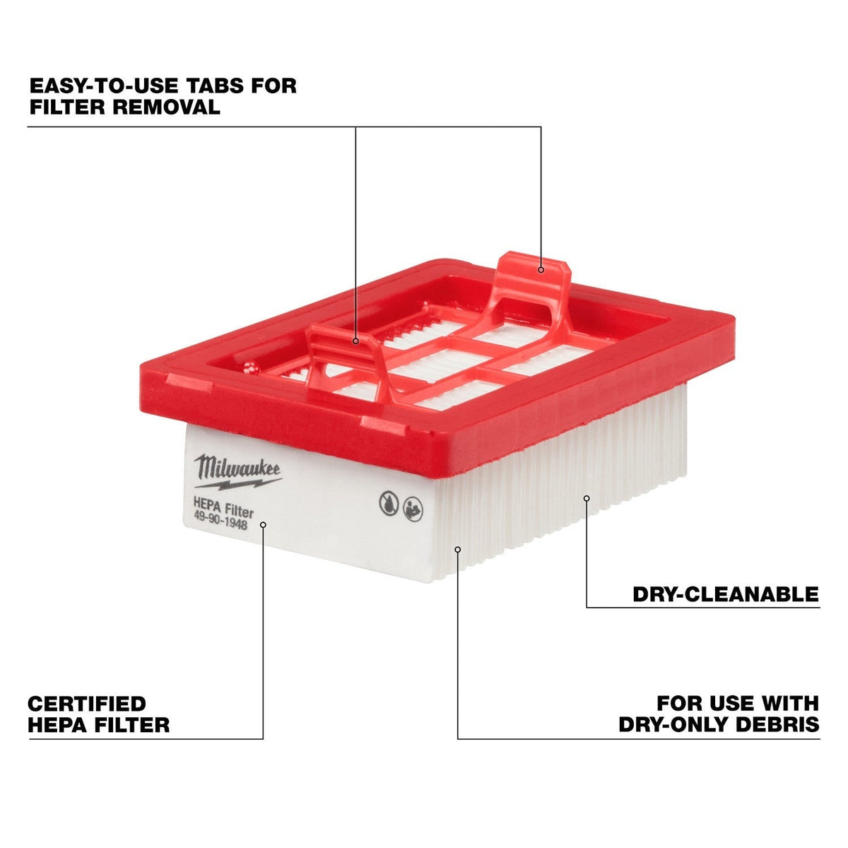 Milwaukee 49-90-1948 HEPA Filter (for 0892-20 Vacuum)