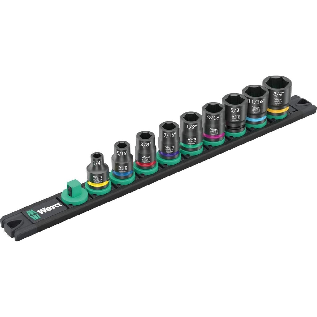 Wera 9608 Magnetic Rail B Impaktor Imperial 1, 9-Pieces