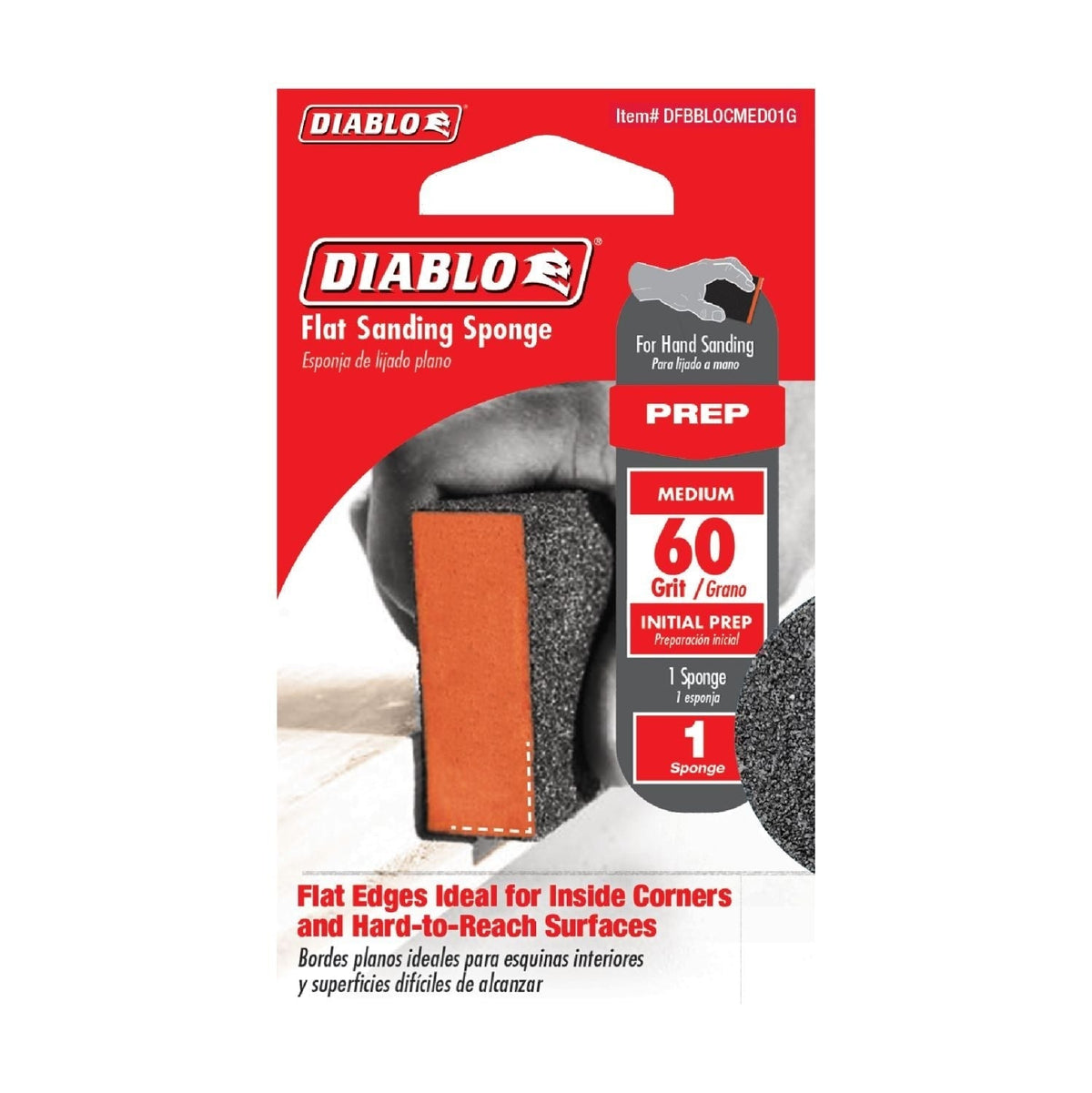 Diablo DFBBLOCMED01G Flat 60-Grit (Medium) Sanding Sponge