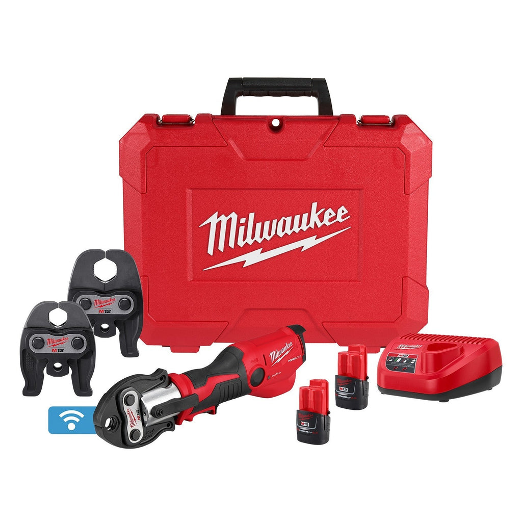 Milwaukee 2573-22 M12 FORCE LOGIC Press Tool Kit w/ ONE‐KEY with 1/2" – 1" CTS‐V Jaws