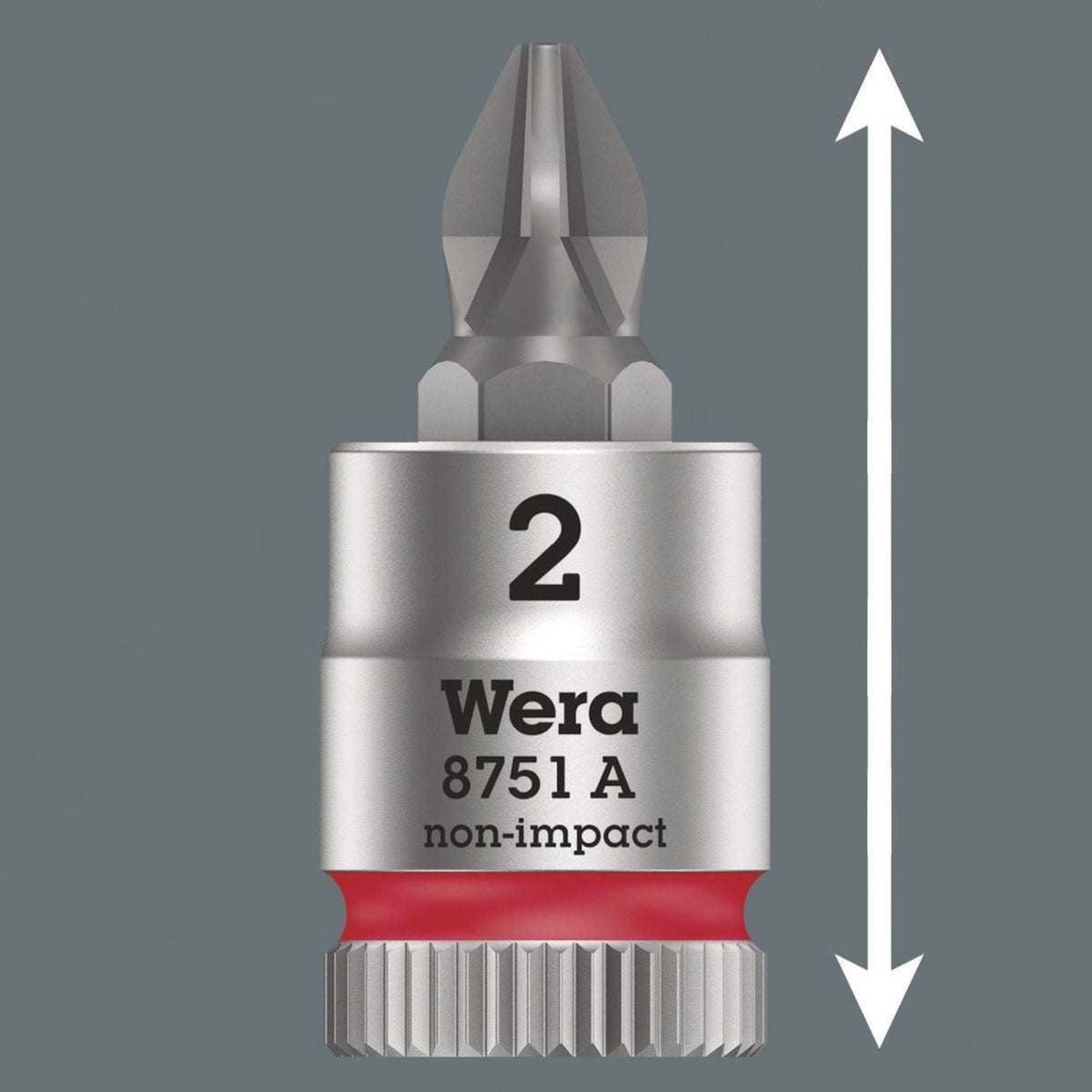 Wera 8751 A Phillips Zyklop Bit Socket, 1/4-in. Drive, Ph 2x28-mm.