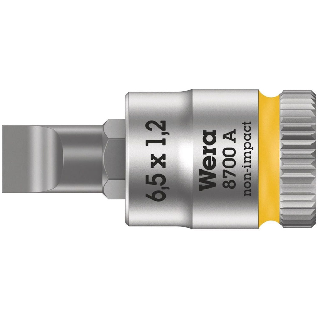 Wera 8700 A Fl Slotted Screws Zyklop Bit Socket, 1/4-in. Drive, 1.2x6.5x28-mm.