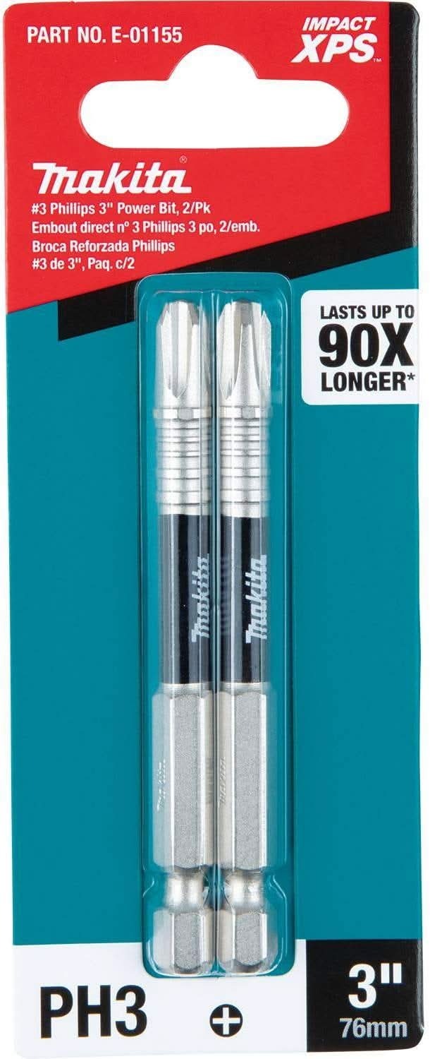 Makita E-01155 Impact XPS #3 Phillips 3" Power Bit, 2/pk