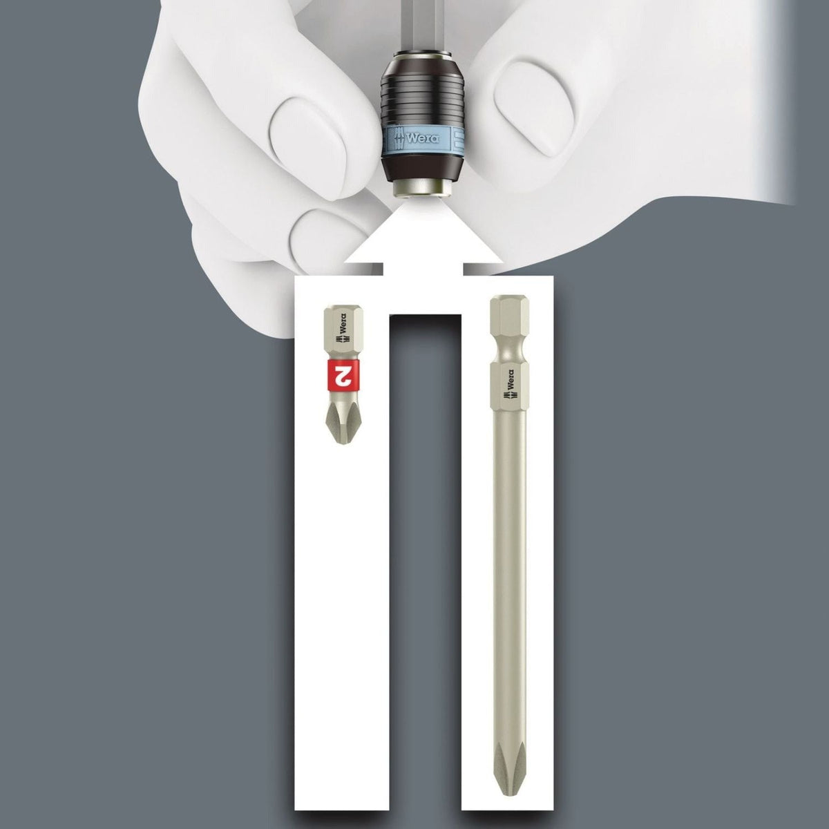 Wera 3888/4/1 K Rapidaptor Universal Bit Holder, Stainless, 1/4-in.x50-mm.