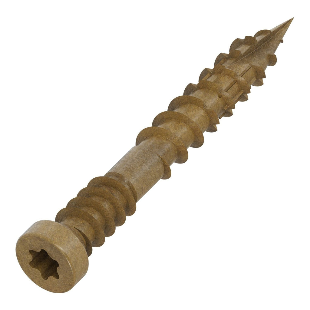 Simpson Strong-Tie FT07114R500 Finish Trim Screw, #7 x 1-1/4-in. T10, Trim-Head, Quik Guard, Tan, 500-Pack