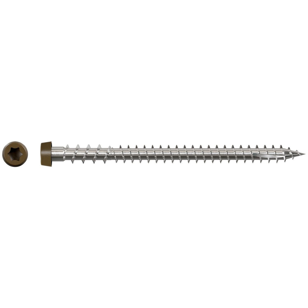 Simpson Strong-Tie DCU234S316BR01 Deck-Drive DCU COMPOSITE Screw (Collated), #10 x 2-3/4-in. Type 316, Brown 01, 1000-Pack