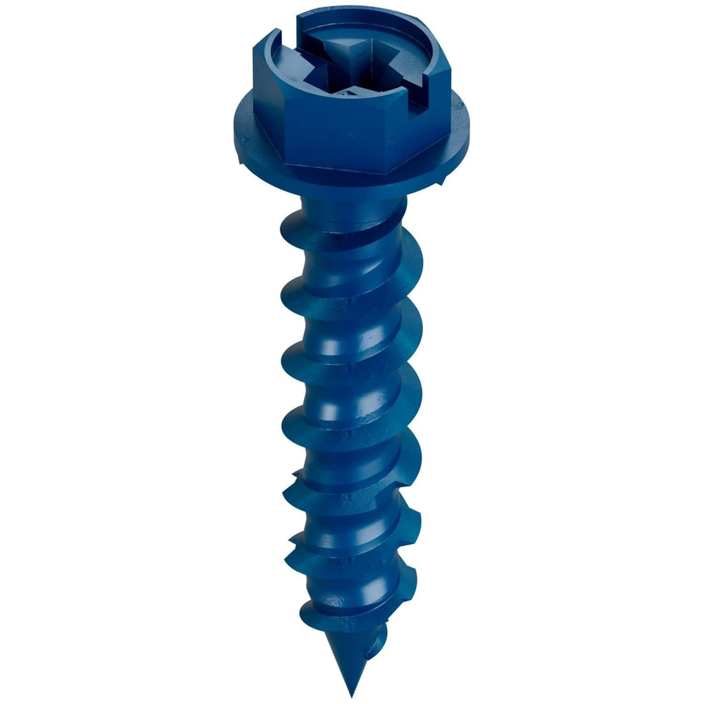 Simpson Strong-Tie TNT25114HC8 Titen Turbo, 1/4-in. x 1-1/4-in. Hex-Head Concrete and Masonry Screw, Blue, 8-Pack