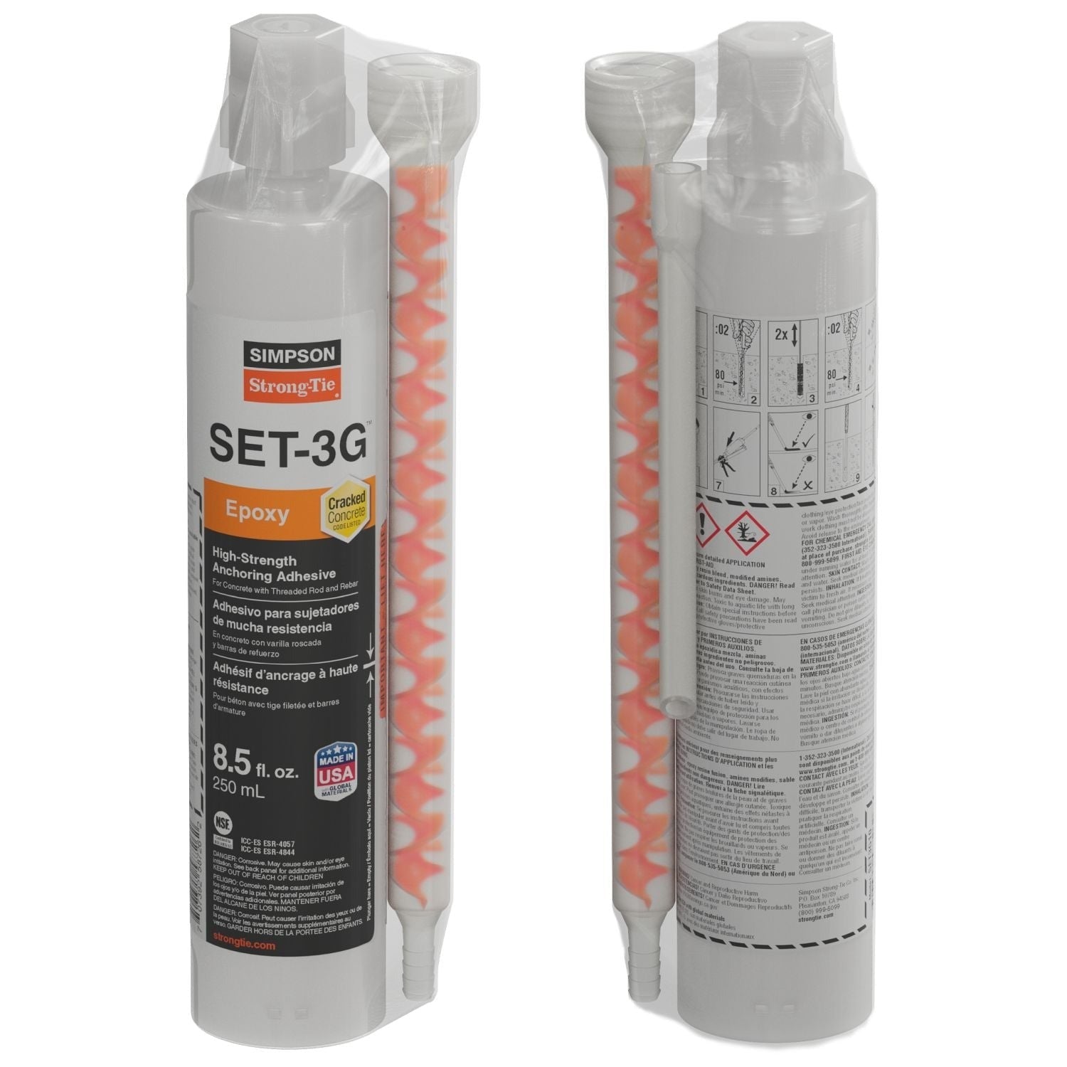 Simpson Strong-Tie 8.5-oz. High-Strength Epoxy Adhesive w/ 1 Nozzle and Extension (SET3G10)