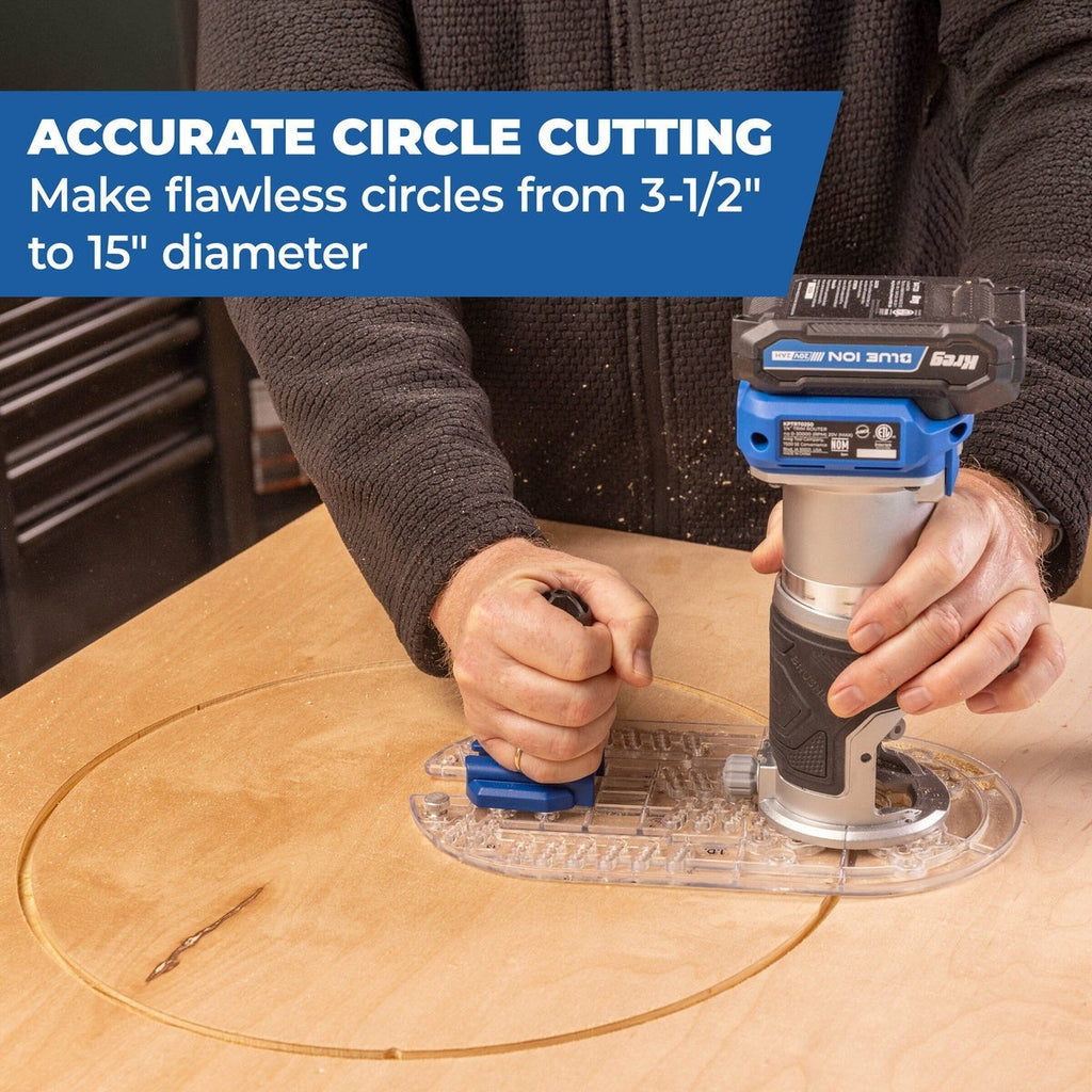Kreg Tool Trim Router Base Plate with Handle for Circle Cutting, Fits Most Trim Routers (KRTBP100)
