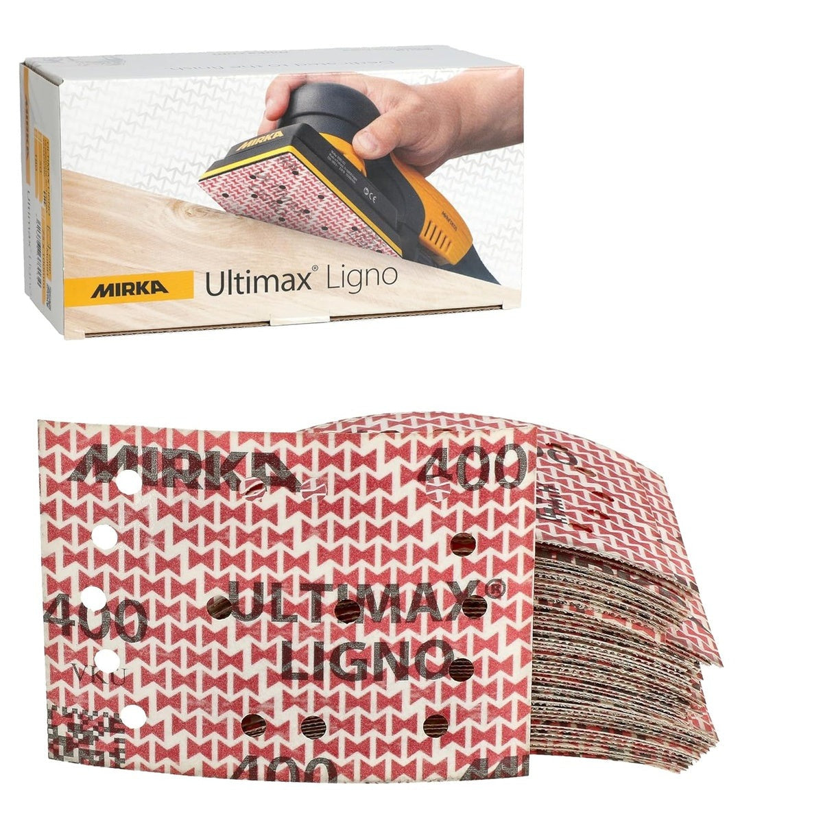 Mirka Ultimax Ligno 3 x 4-in. P180 Hook-and-Loop Sanding Sheets, 50-Pack (UL-6B8-180)