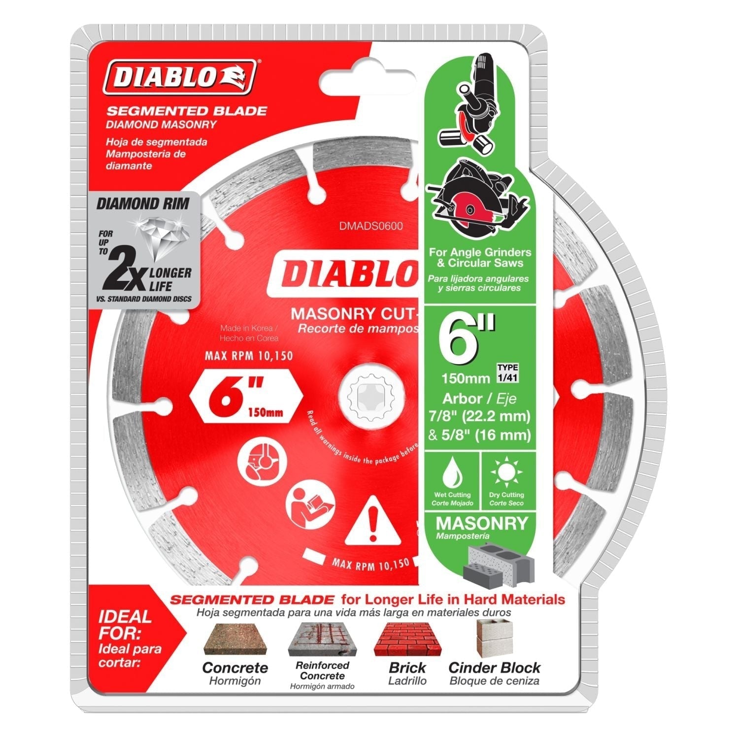 Diablo DMADS0600 6 Inch Diamond Segmented Cut-Off Discs for Masonry