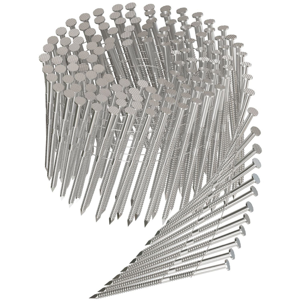 Simpson Strong-Tie S11A325PNJ 15° Wire Coil, Full Round Head, Ring-Shank Decking/Framing Nail, 3-1/4-in. x 0.12-in. Type 304, 1800-Pack