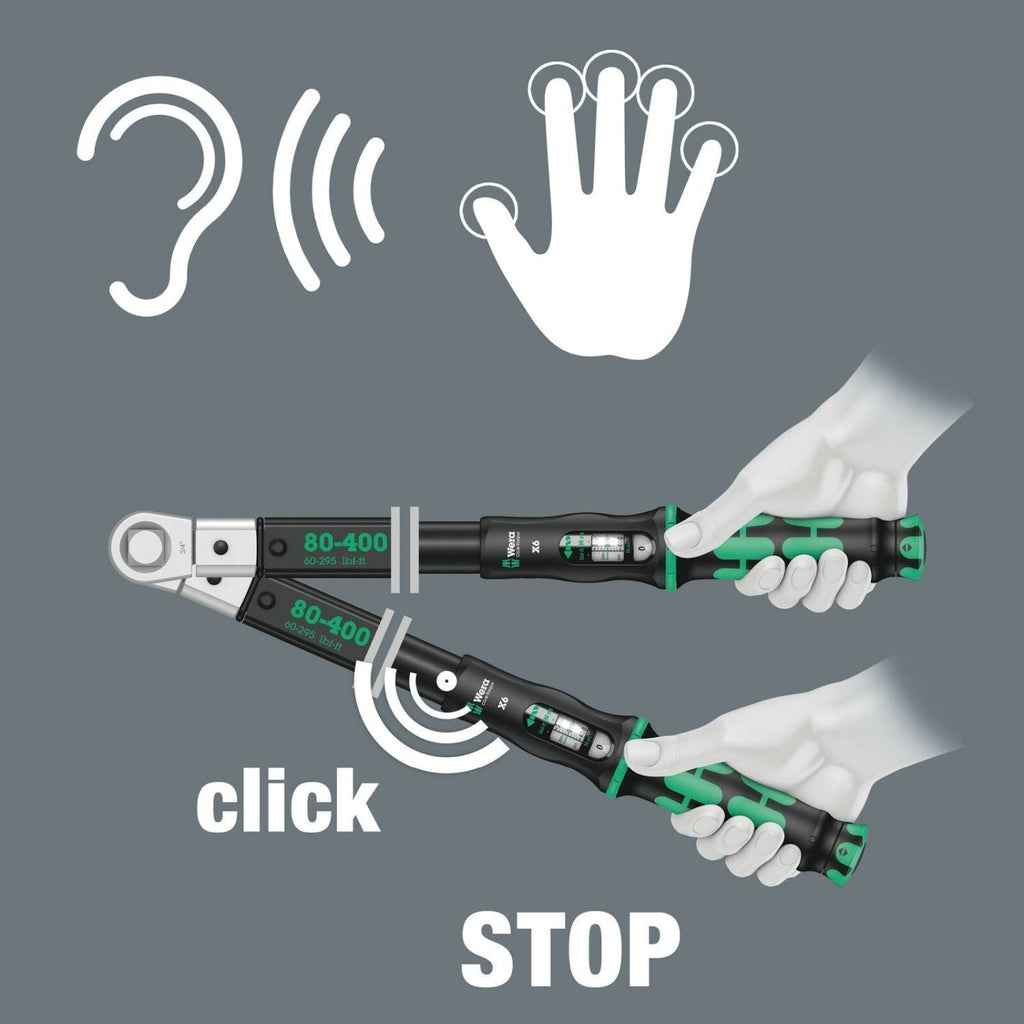 Wera Click-Torquex6 Torque Wrench For Insert Tools, 80-400 Nm, 14X18x80-400 Nm