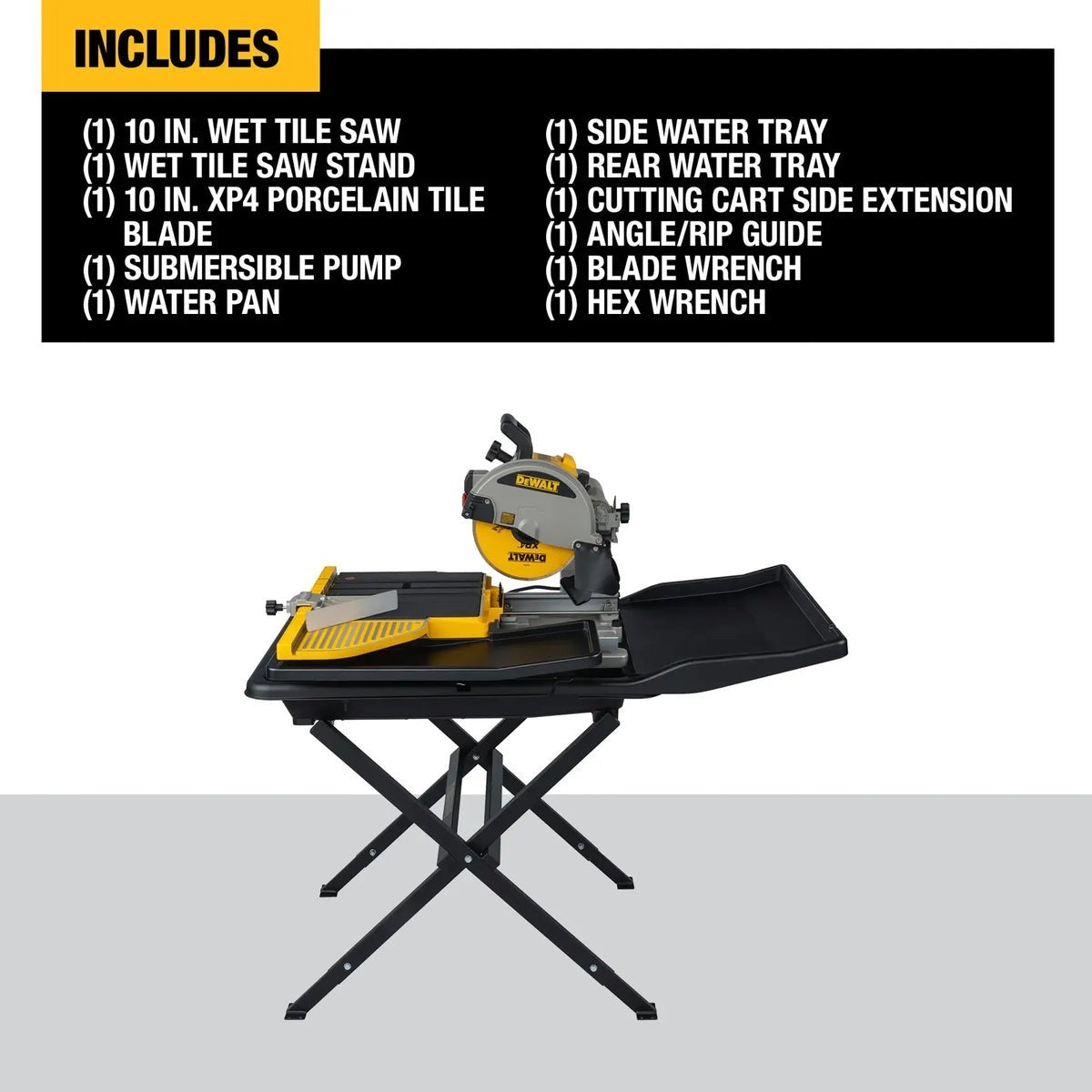 DEWALT 10-in. Corded 1.5 HP Wet Tile Saw with Stand and Blade (D24000S)