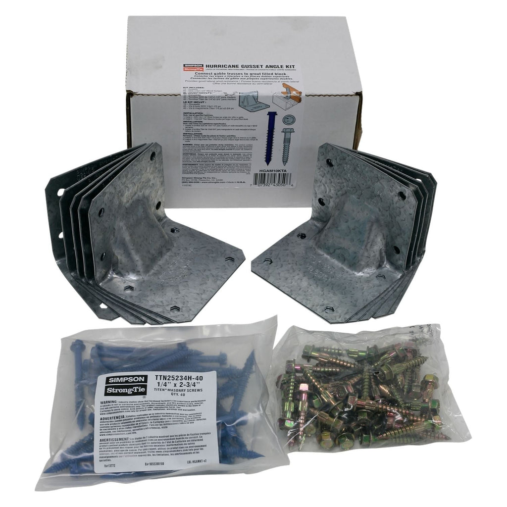 Simpson Strong-Tie Hurricane Gusset Angle for Masonry with Screws, 10-Pack (HGAM10KTA)