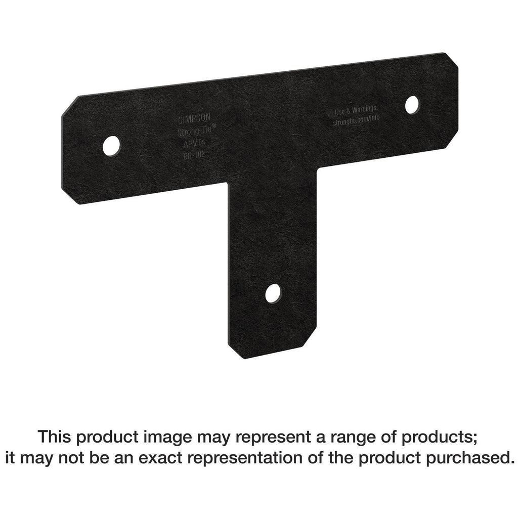 Simpson Strong-Tie APVT4 Outdoor Accents Avant Collection ZMAX, Black Powder-Coated T Strap for 4x4
