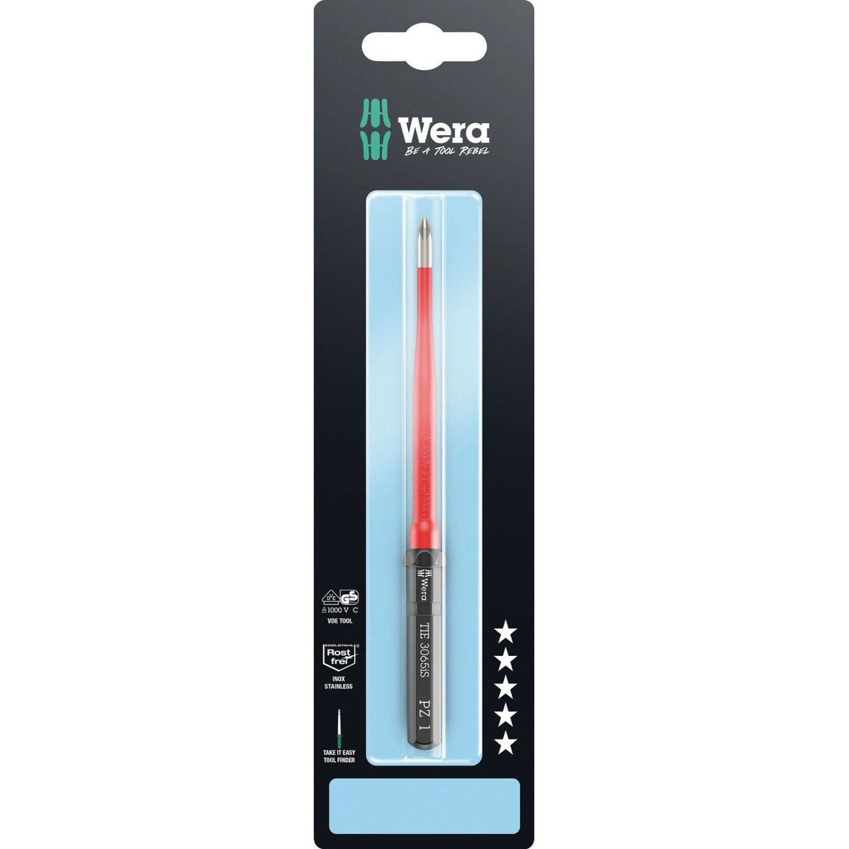 Wera Kraftform Kompakt VDE 3065 Is Pz Take It Easy SB, Stainless Steel, Pz 1x157-mm.