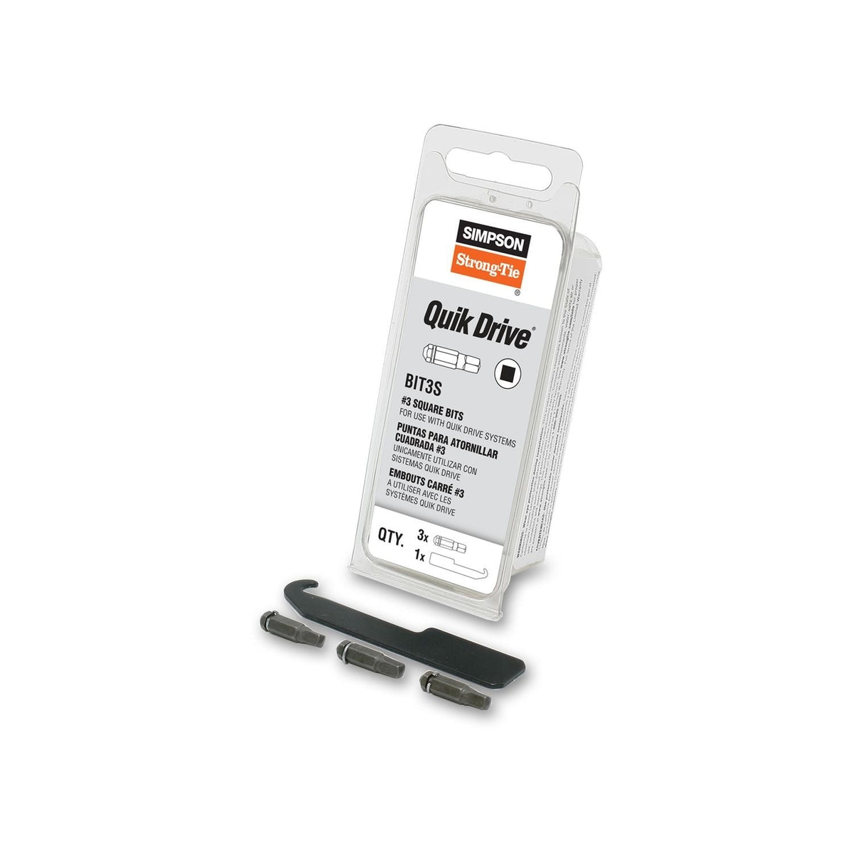 Simpson Strong-Tie BIT3S-RC3 Quik Drive #3 Square-Drive Bit, 3-Pack