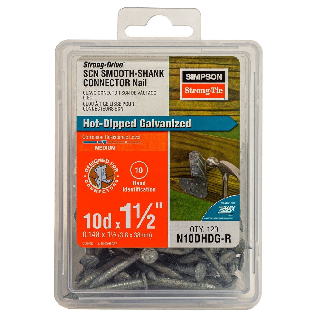 Simpson Strong-Tie Strong-Drive SCN SMOOTH-SHANK CONNECTOR Nail, 1-1/2-in. x 0.148-in. HDG, 120-Pack (N10DHDG-R)