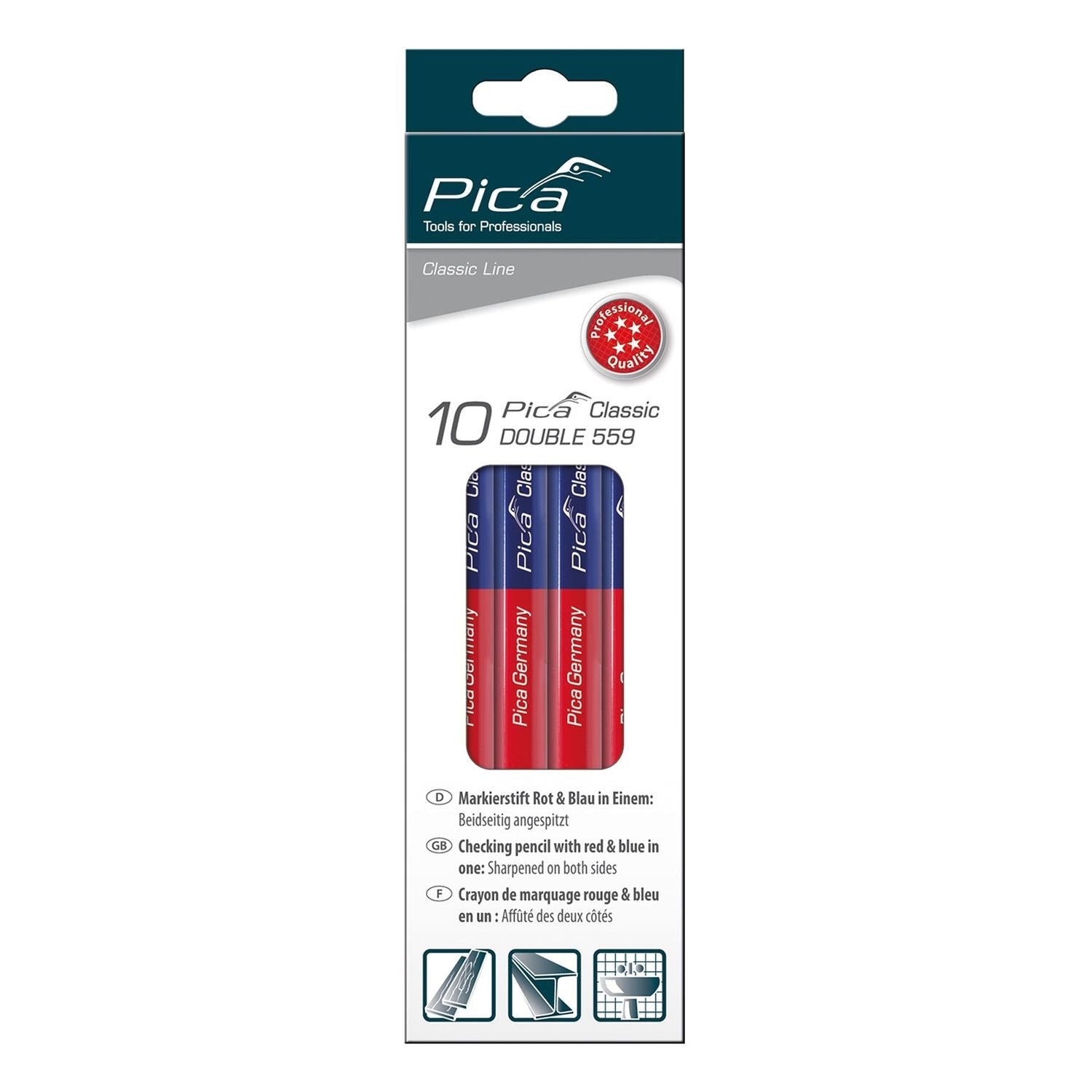 Pica 559-10 Red and Blue Double Sided Pencil, 10-Pack