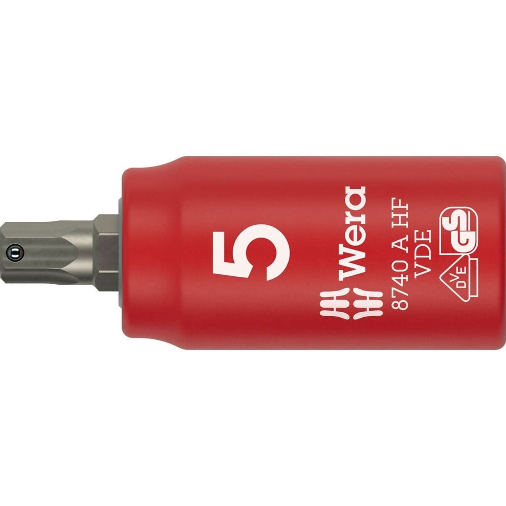 Wera 8740 A VDE Hf Zyklop Bit Socket, Insulated, With 1/4-in. Drive, With Holding Function For Hexagonal Socket Screws, 5x45-mm.