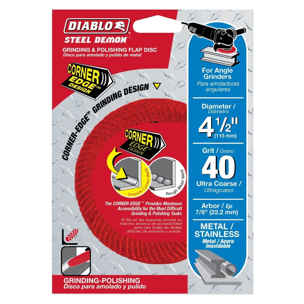 Diablo DCC045040N01F 4-1/2-in. 40-Grit Steel Demon Corner-Edge Flap Disc for Metal