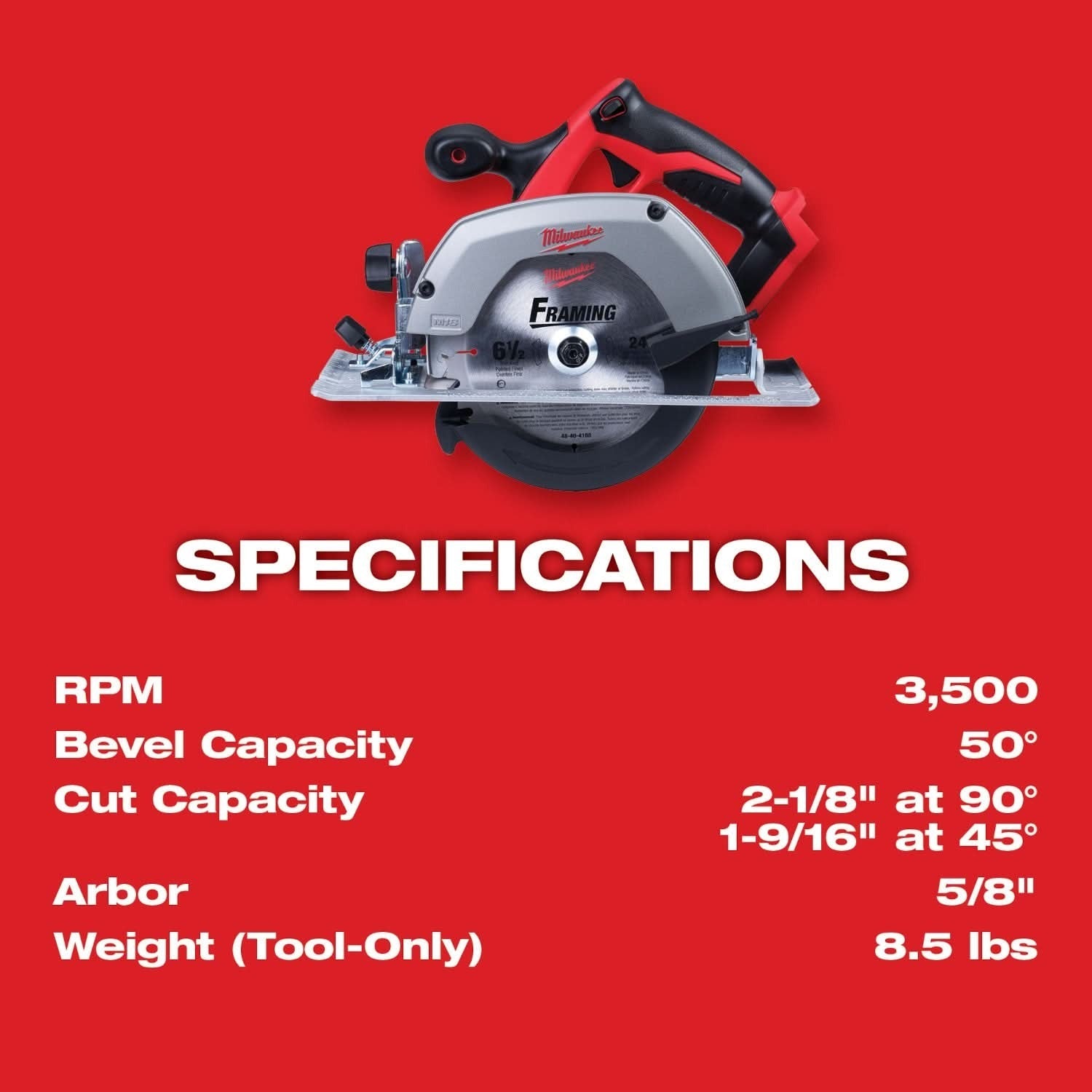 Milwaukee M18 Cordless 6-1/2" Circular Saw, Tool Only (PROMO)