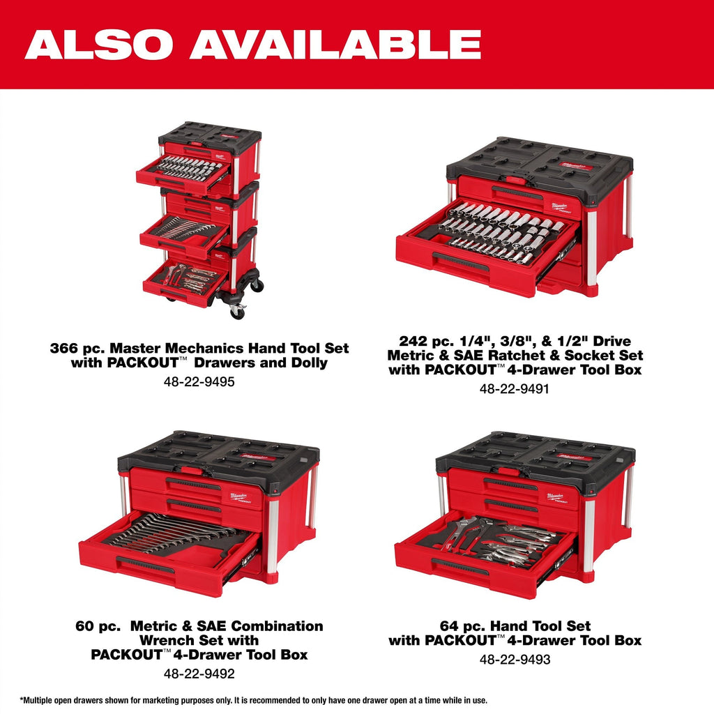 Milwaukee 77 pc. 1/4-in. & 3/8-in. Drive Metric, SAE, & Torx® Socket Set with Tray for PACKOUT Drawers (48-22-0152)