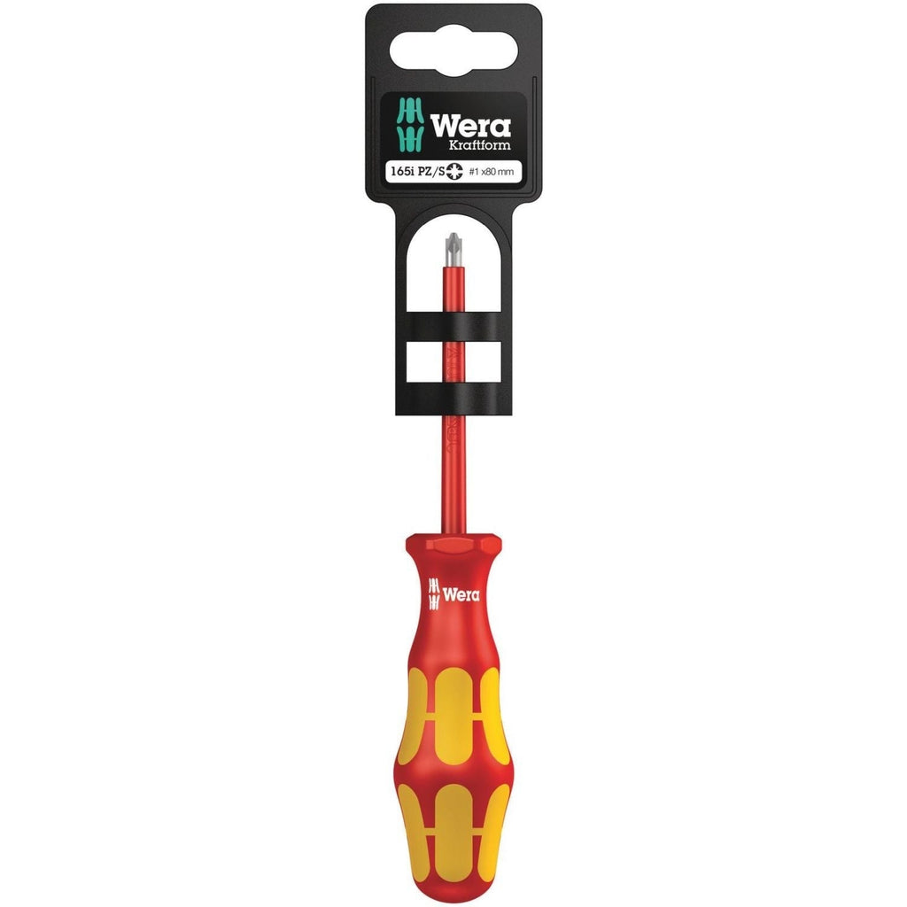 Wera 165 I Pz/S SB VDE Insulated Screwdriver For Plusminus Screws (Pozidriv/Slotted), # 1x80-mm.