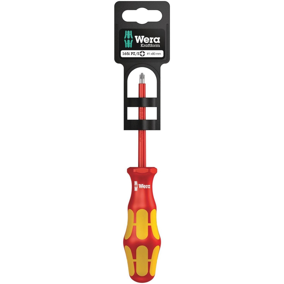 Wera 165 I Pz/S SB VDE Insulated Screwdriver For Plusminus Screws (Pozidriv/Slotted), # 1x80-mm.