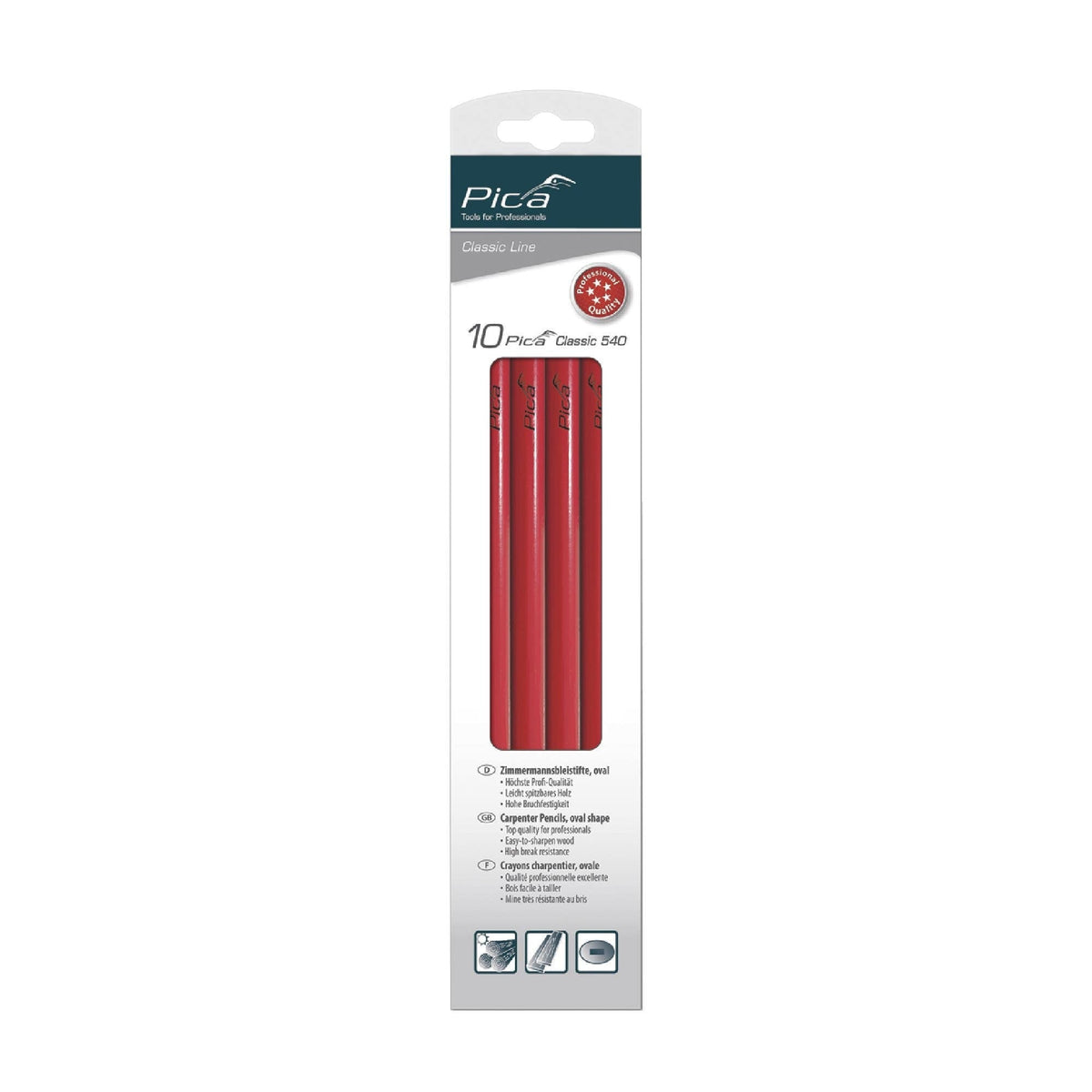 Pica 540/30-10 Red Carpenter Pencil, 10-Pack