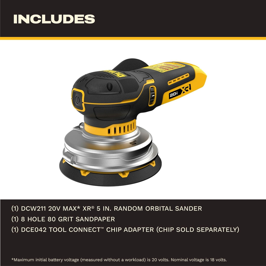DEWALT 20V MAX XR 5-in. Random Orbital Sander, Tool Only (DCW211B)