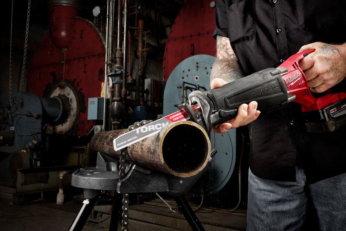 Milwaukee 48-00-5303 12-Inch 7-TPI The TORCH with Carbide Teeth SAWZALL Reciprocating Saw Blade, 3-Pack