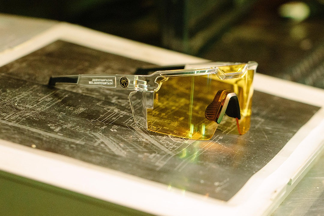 Heat Wave Future Tech Vapor Clear Frame Hi-Vis Yellow Lens Z87+ Sunglasses