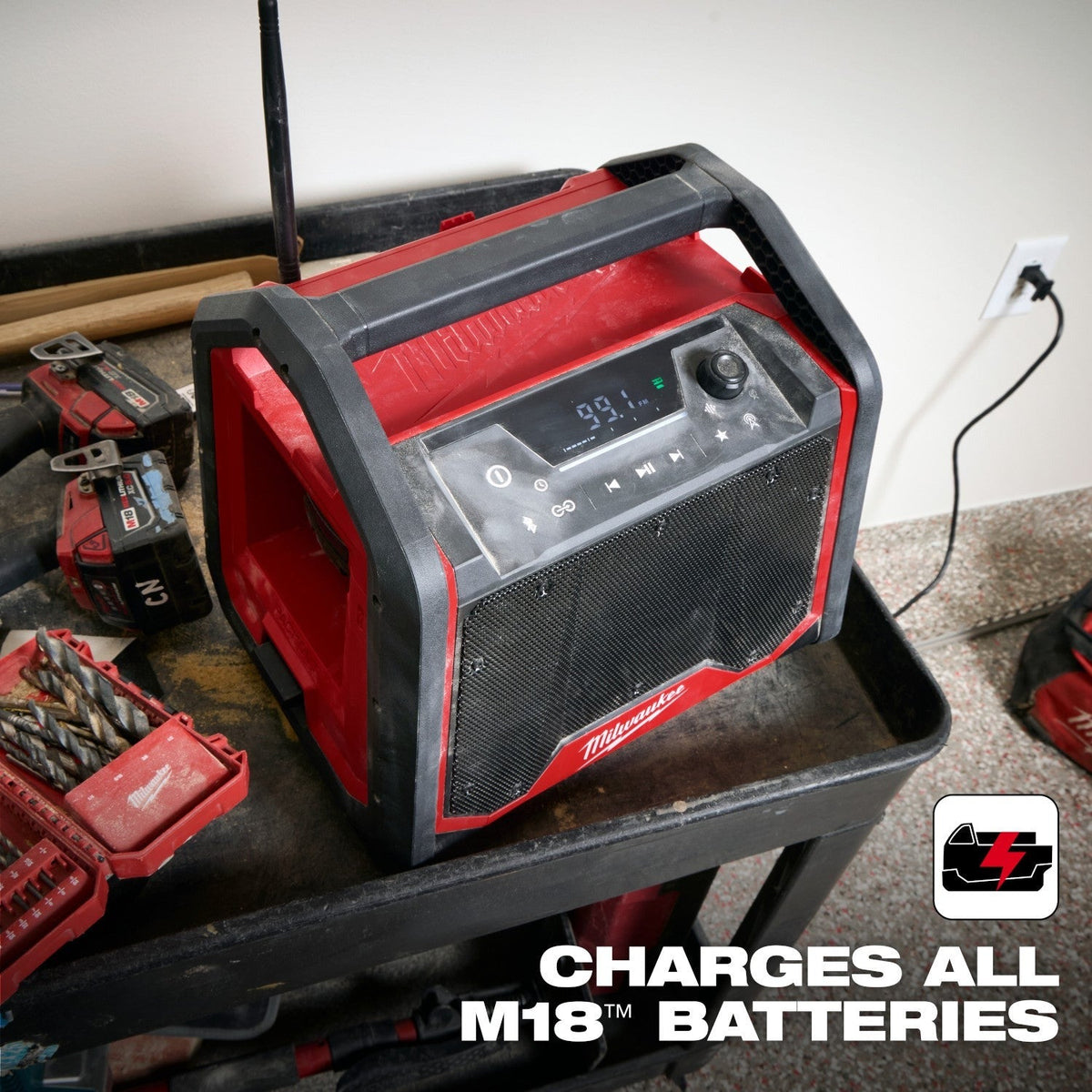Milwaukee 2956-20 M18 Bluetooth PACKOUT Radio + Charger, Tool Only