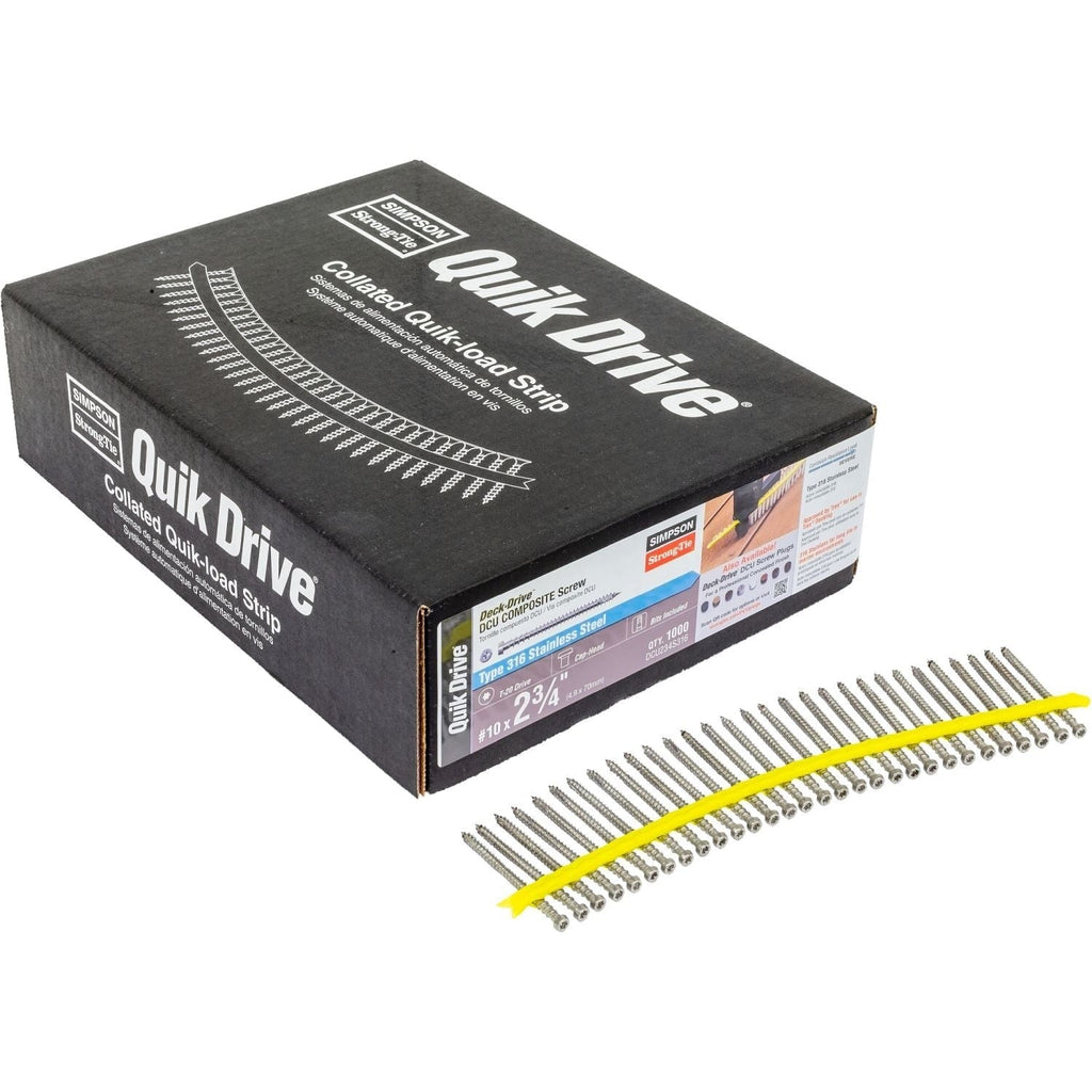 Simpson Strong-Tie DCU234S316 Deck-Drive DCU COMPOSITE Screw (Collated), #10 x 2-3/4-in. Type 316, 1000-Pack