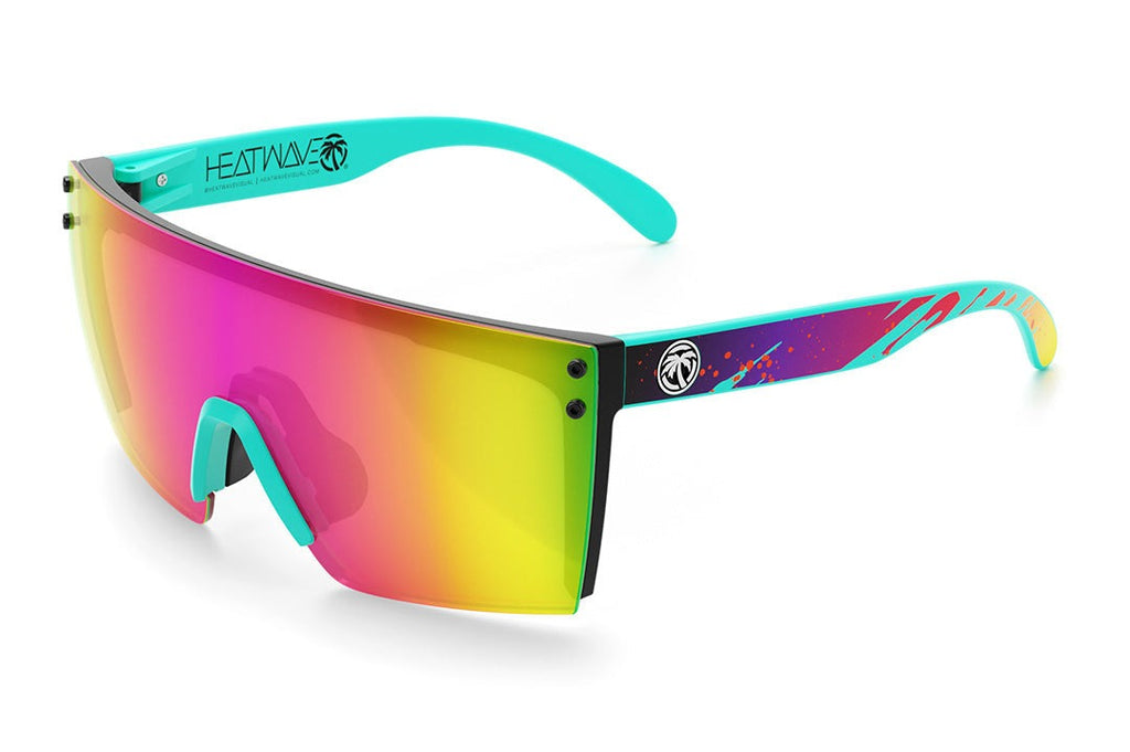 Heat Wave Lazer Face Aqua Splash Black Frame Customs Sunglasses