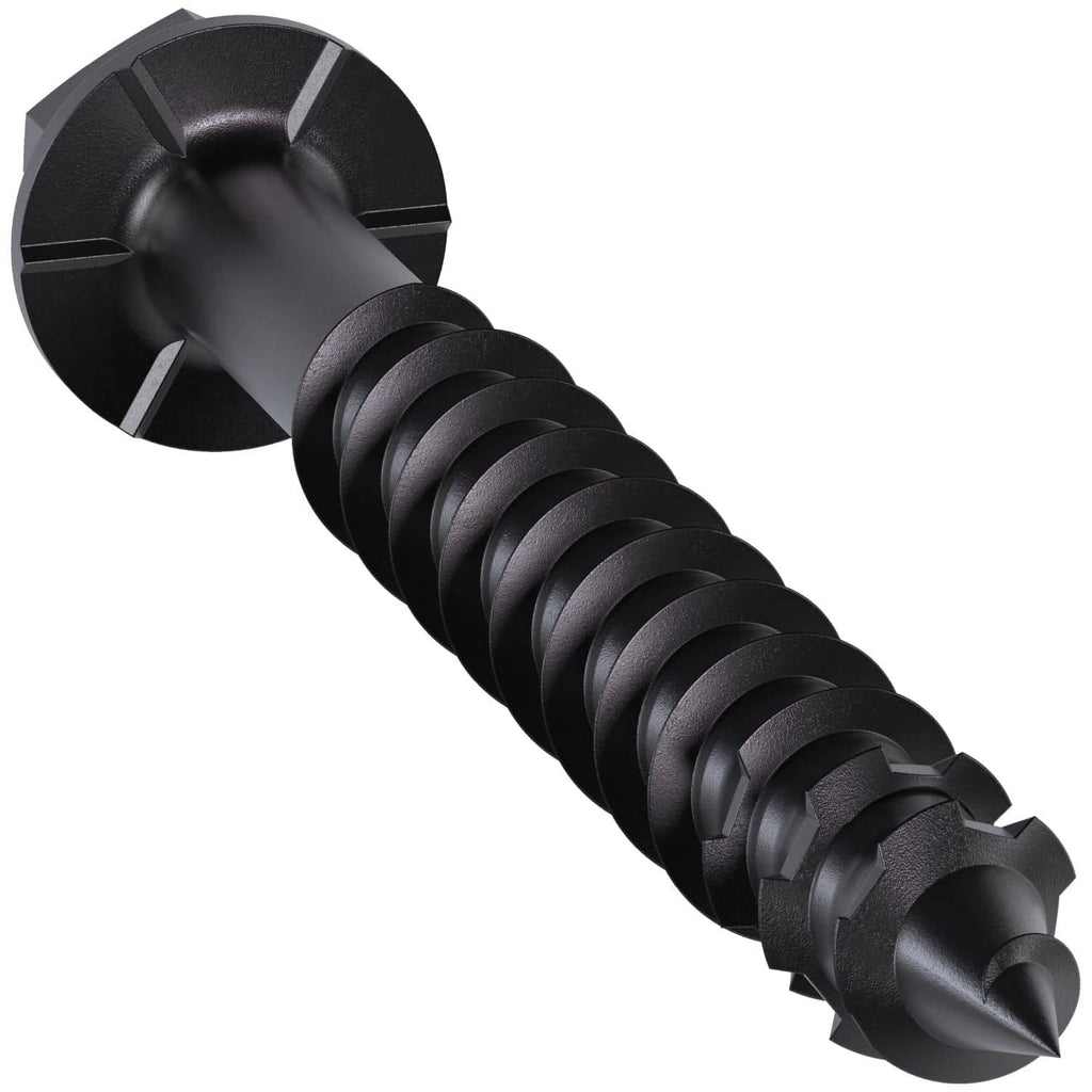 Simpson Strong-Tie TNTBL25214H Titen Turbo, 1/4-in. x 2-1/4-in. Hex-Head Concrete and Masonry Screw, Black, 100-Pack