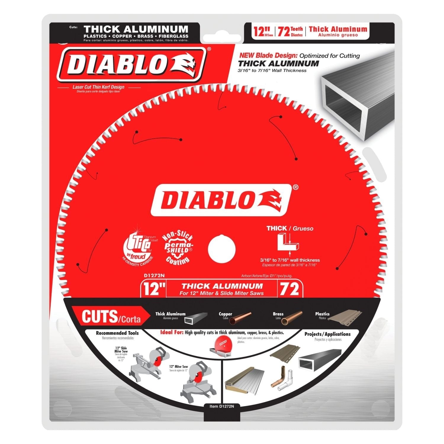 Diablo D1272N 12-in. x 72-Teeth Saw Blade for Thick Aluminum