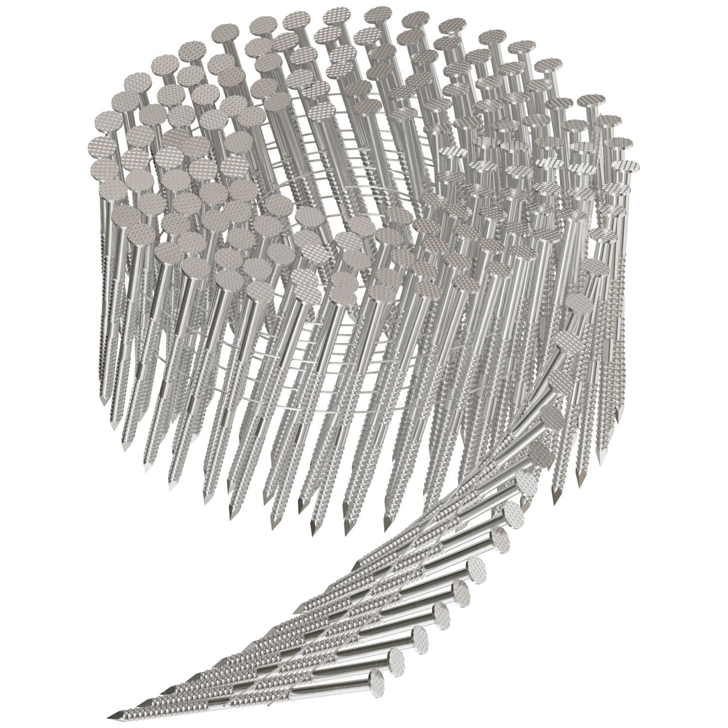 Simpson Strong-Tie S12A250PNB 15° Wire Coil, Full Round Head, Ring-Shank Decking/Framing Nail, 2-1/2-in. x .099-in. Type 304, 3600-Pack