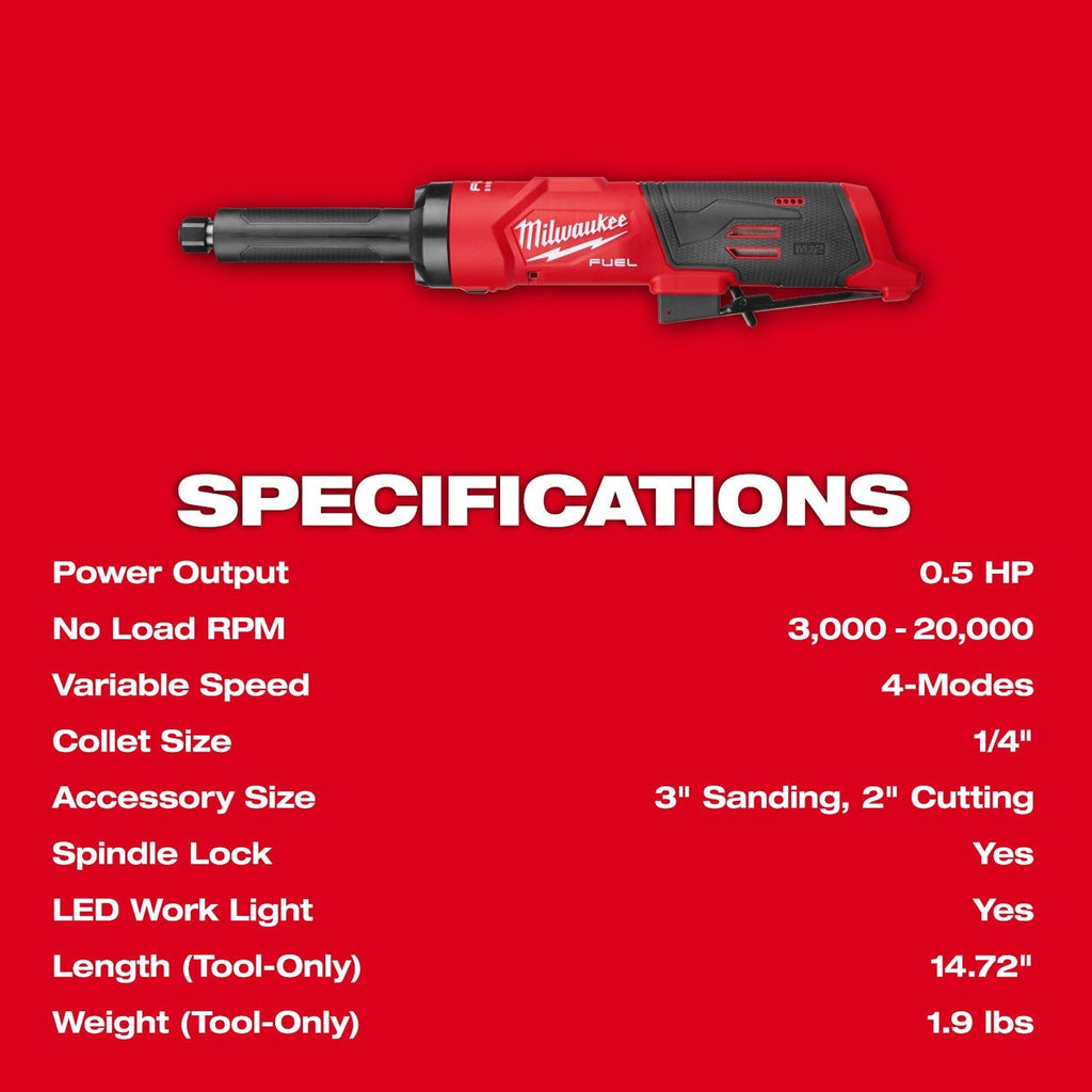 Milwaukee M12 FUEL 1/4-in. Extended Die Grinder (3487-20)