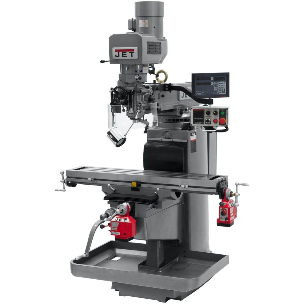 Jet Tools 690646 JTM-1050EVS2/230 Mill With 3-Axis Newall DP700 DRO (Quill) With X and Y-Axis Powerfeeds