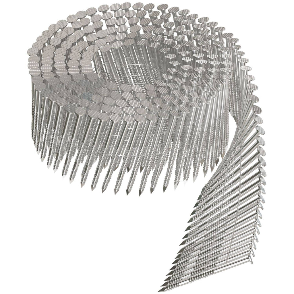 Simpson Strong-Tie T12A200PNB 15° Wire Coil, Full Round Head, Ring-Shank Decking/Framing Nail, 2-in. x .113-in. Type 316, 3600-Pack
