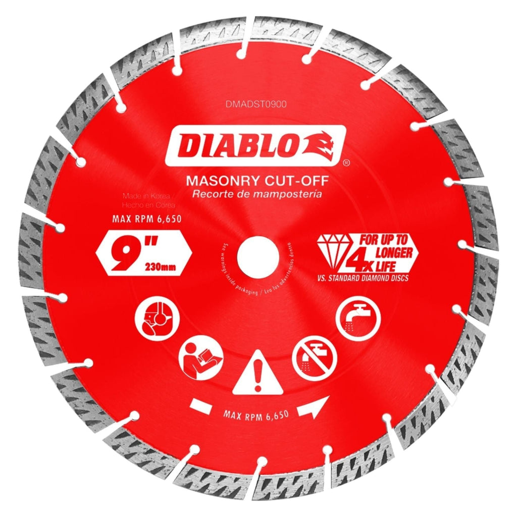 Diablo DMADST0900 9 in. Diamond Segmented Turbo Cut-Off Discs for Masonry