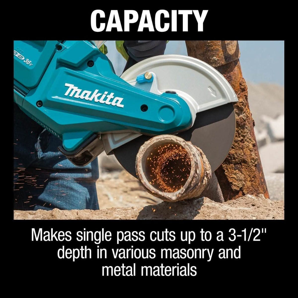 Makita XEC01PT1 36V (18V X2) LXT Brushless 9" Power Cutter Kit, with AFT, Electric Brake, 4 Batteries (5.0 Ah)