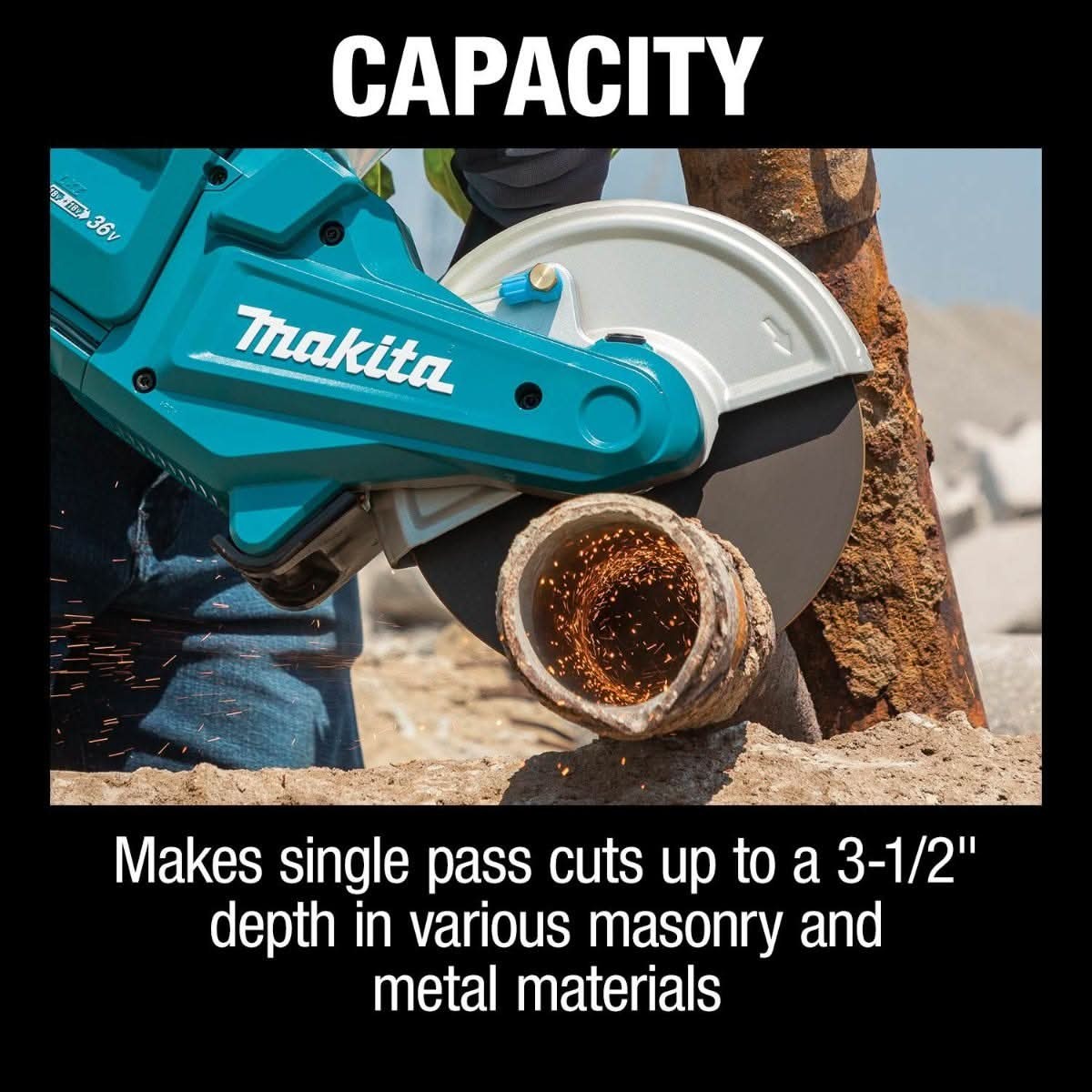 Makita XEC01PT1 36V (18V X2) LXT Brushless 9" Power Cutter Kit, with AFT, Electric Brake, 4 Batteries (5.0 Ah)