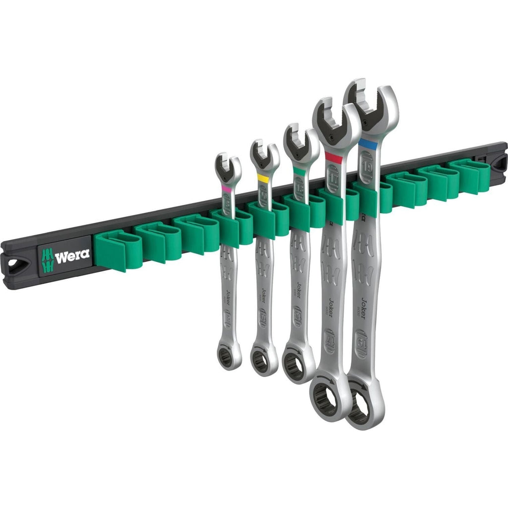 Wera 9631 Magnetic Rail 6000 Joker 2 Ratcheting Combination Wrenches Set, 5-Pieces