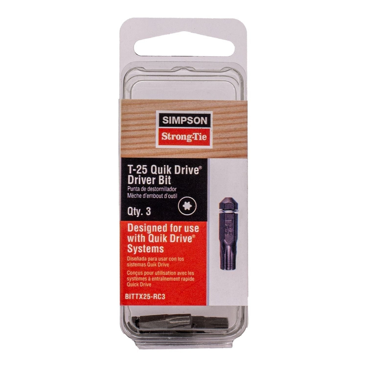 Simpson Strong-Tie BITTX25-RC3 Quik Drive T25 6-Lobe-Drive Bit, 3-Pack